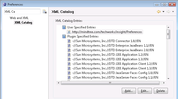 WST Xml Catalog Preference